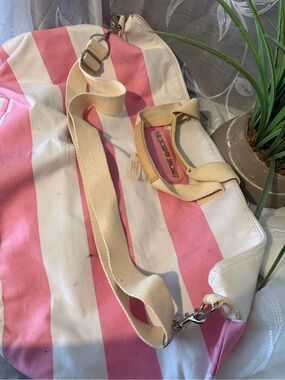 Victoria's Secret Pink and White Striped Canvas Tote